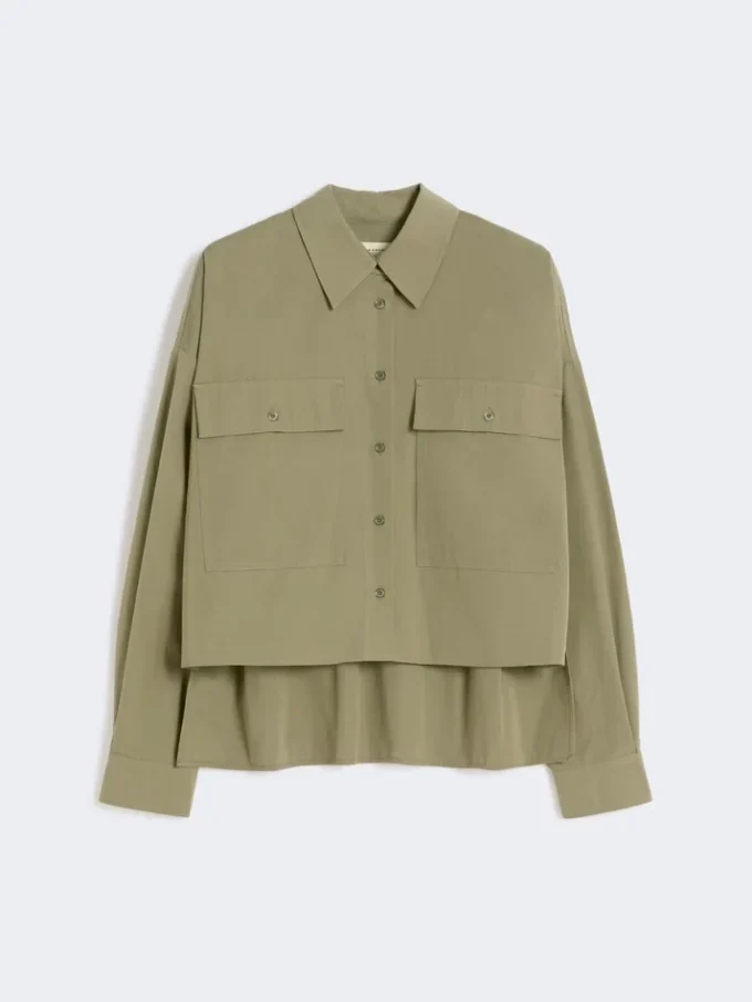 Asymetryczna koszula z pranej bawełny, kolor khaki Asymetryczna koszula z pranej bawełny, kolor khaki