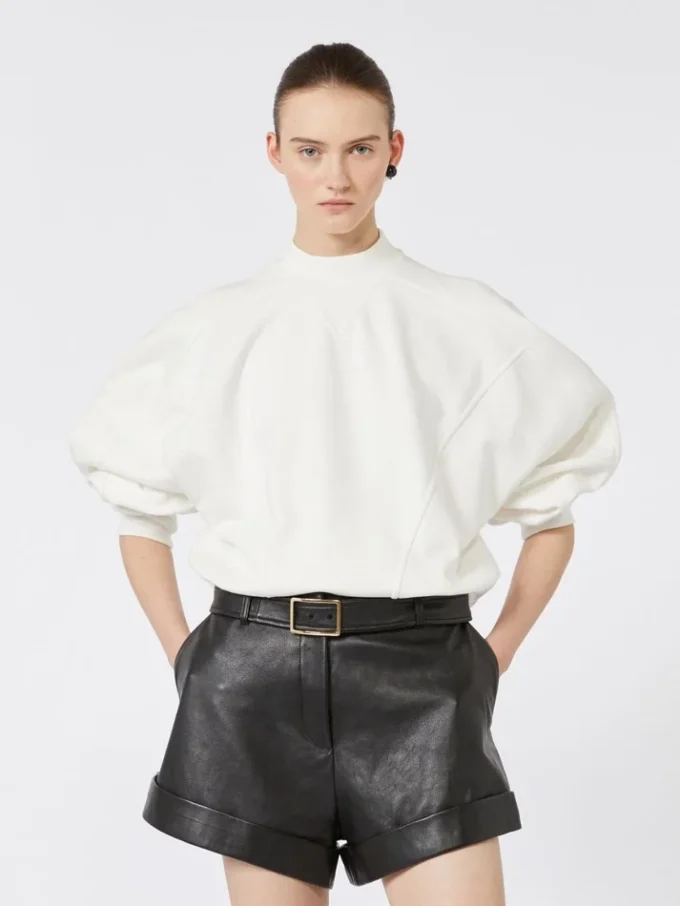 Bawełniana bluza z elastycznego materiału, kolor kości słoniowej Bawełniana bluza z elastycznego materiału, kolor kości słoniowej