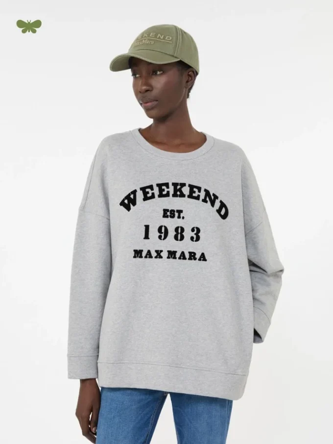 Bawełniana bluza z okrągłym dekoltem, jasnoszara Bawełniana bluza z okrągłym dekoltem, jasnoszara