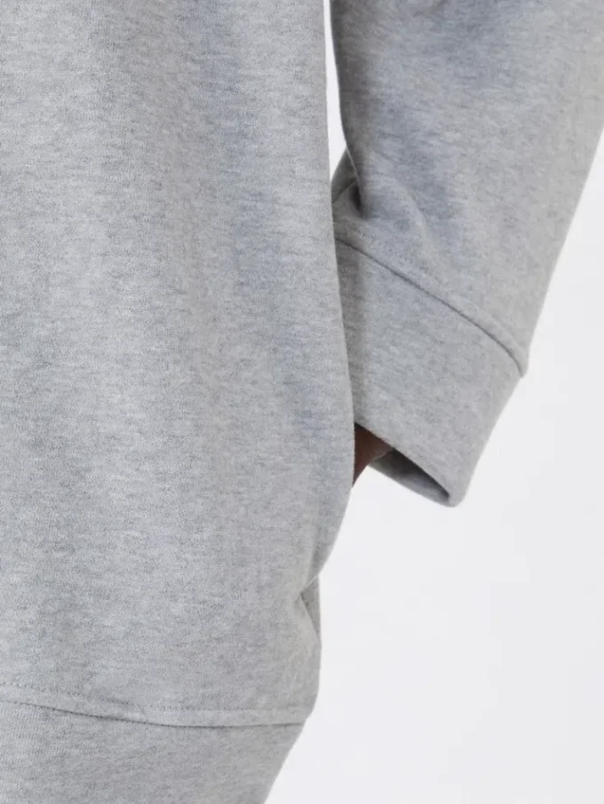 Bawełniana bluza z okrągłym dekoltem, jasnoszara Bawełniana bluza z okrągłym dekoltem, jasnoszara
