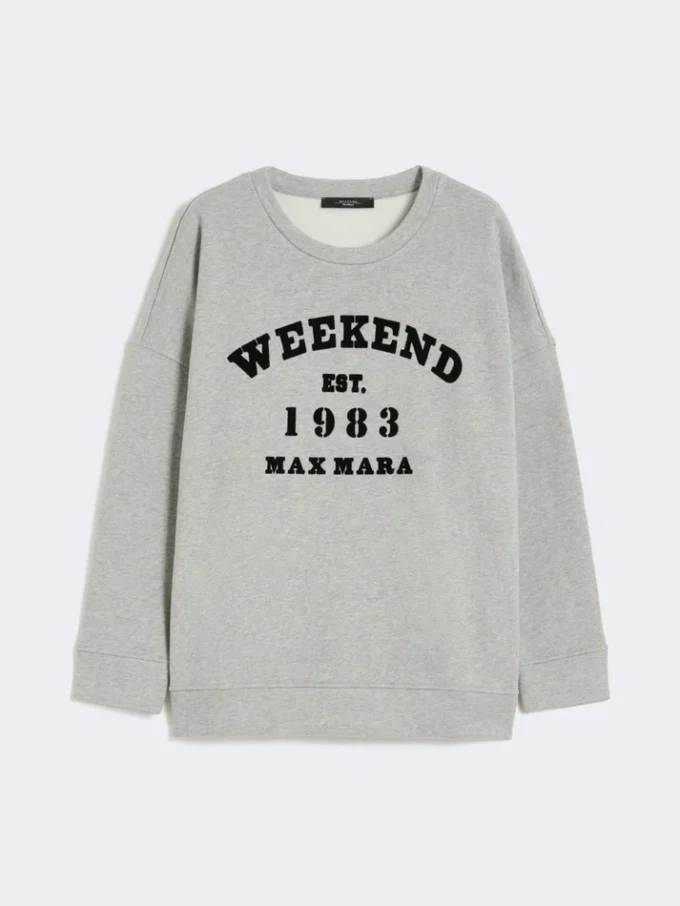 Bawełniana bluza z okrągłym dekoltem, jasnoszara Bawełniana bluza z okrągłym dekoltem, jasnoszara