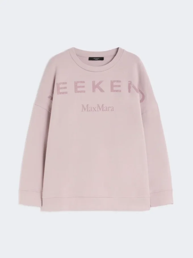 Bawełniana bluza z okrągłym dekoltem, liliowa Bawełniana bluza z okrągłym dekoltem, liliowa