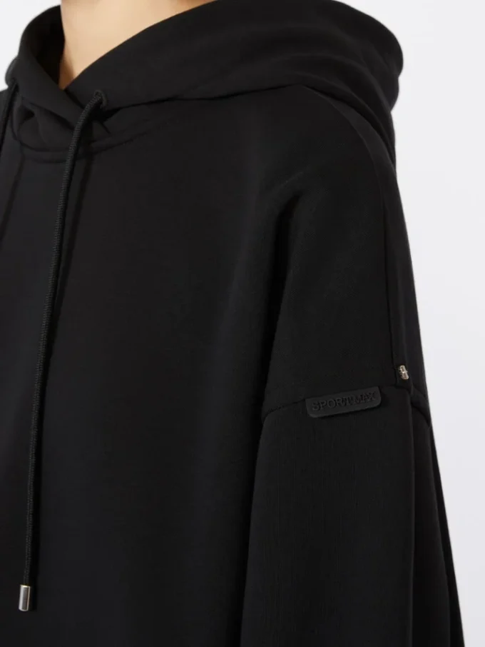 Bluza z kapturem z elastycznej bawełny, czarna