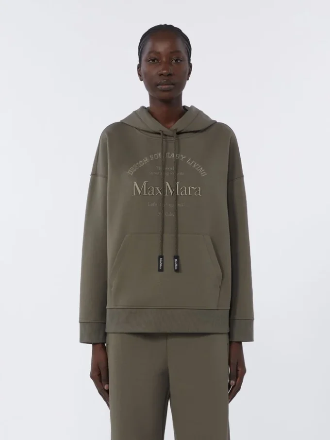 Bluza z technicznej bawełnianej dzianiny dżersejowej, kolor khaki Bluza z technicznej bawełnianej dzianiny dżersejowej, kolor khaki