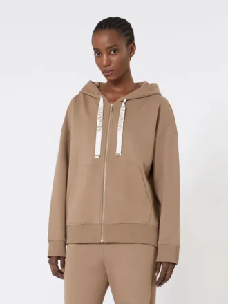Bluza z zamkiem z technicznej dzianiny, kolor camel