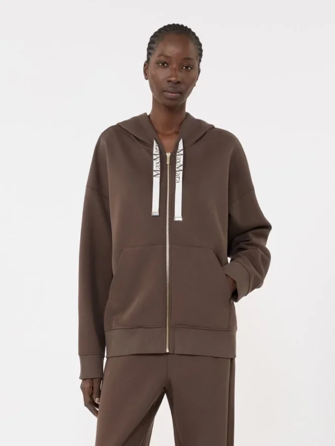 Bluza z zamkiem z technicznej dzianiny, kolor czekoladowy Bluza z zamkiem z technicznej dzianiny, kolor czekoladowy
