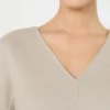 Bluzka z wełnianej tkaniny typu broadcloth, beżowa