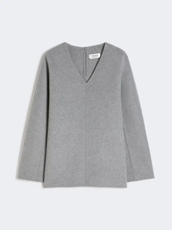 Bluzka z wełnianej tkaniny typu broadcloth, średnio szara