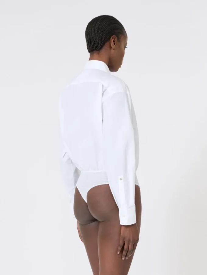 Body w stylu koszuli z popeliny, biel optyczna Body w stylu koszuli z popeliny, biel optyczna