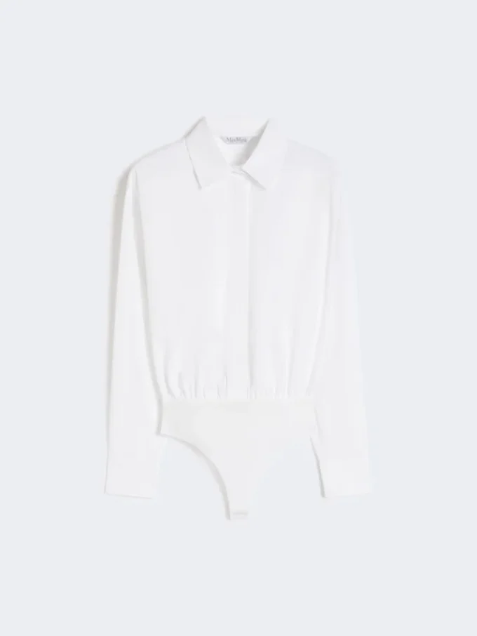 Body w stylu koszuli z popeliny, biel optyczna Body w stylu koszuli z popeliny, biel optyczna