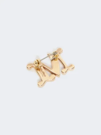Broszka z monogramem ozdobiona kryształkami, optyczna biel Broszka z monogramem ozdobiona kryształkami, optyczna biel