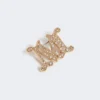 Broszka z monogramem ozdobiona kryształkami, optyczna biel Broszka z monogramem ozdobiona kryształkami, optyczna biel