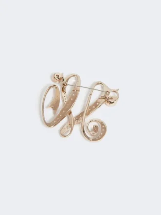 Broszka z monogramem z kryształkami, kolor kości słoniowej Broszka z monogramem z kryształkami, kolor kości słoniowej