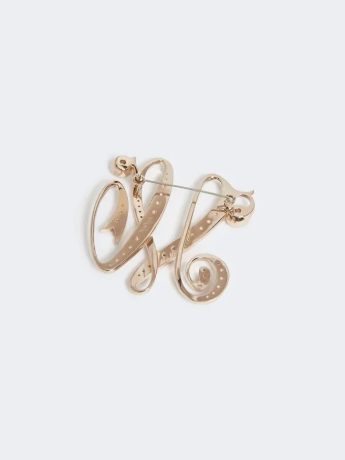 Broszka z monogramem z kryształkami, kolor kości słoniowej Broszka z monogramem z kryształkami, kolor kości słoniowej