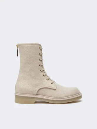 Buty typu combat z czystego kaszmiru, w kolorze beżowym Buty typu combat z czystego kaszmiru, w kolorze beżowym