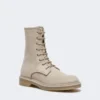 Buty typu combat z czystego kaszmiru, w kolorze beżowym Buty typu combat z czystego kaszmiru, w kolorze beżowym