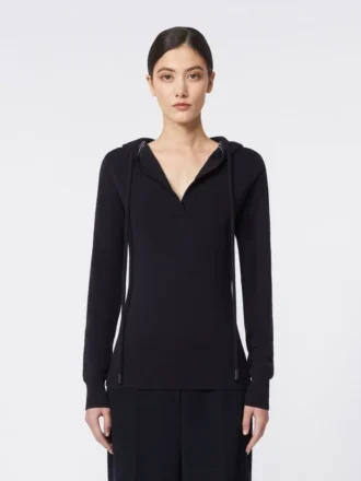 Dopasowany sweter wełniany, granatowy