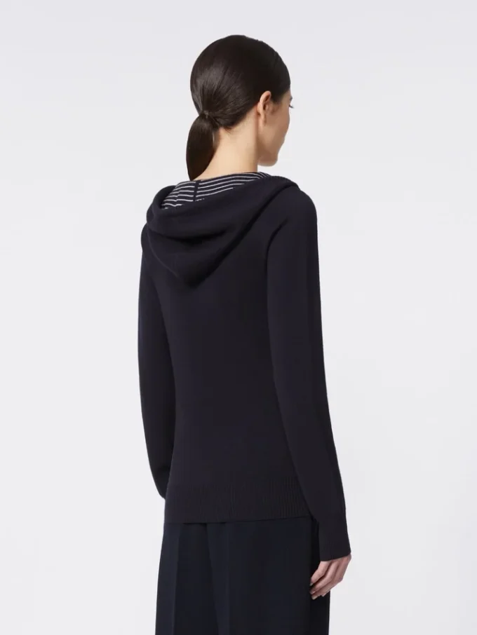 Dopasowany sweter wełniany, granatowy