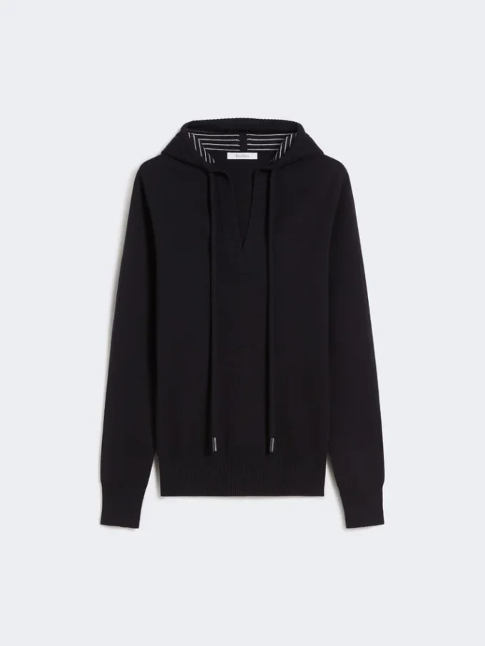 Dopasowany sweter wełniany, granatowy