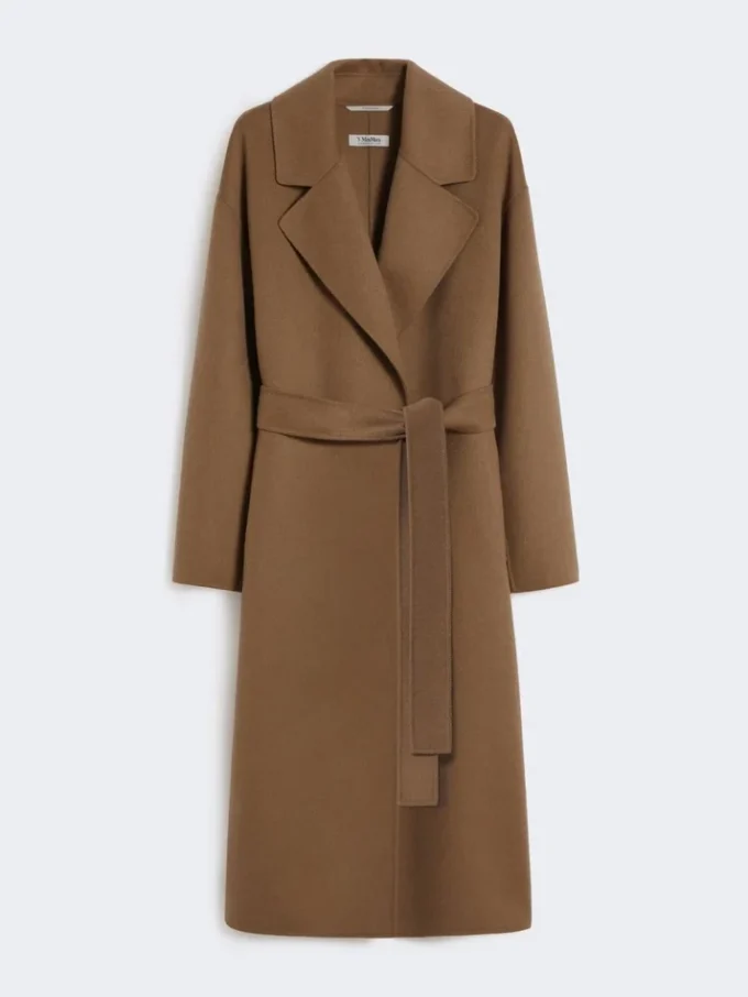 Długi płaszcz z wełnianej tkaniny typu broadcloth, kolor camel Długi płaszcz z wełnianej tkaniny typu broadcloth, kolor camel