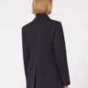 Dwurzędowa marynarka z dzianiny Milano-knit, granatowa Dwurzędowa marynarka z dzianiny Milano-knit, granatowa