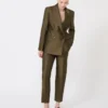 Dwurzędowa marynarka z tkaniny shantung, kolor khaki Dwurzędowa marynarka z tkaniny shantung, kolor khaki