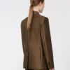 Dwurzędowa marynarka z tkaniny shantung, kolor khaki Dwurzędowa marynarka z tkaniny shantung, kolor khaki