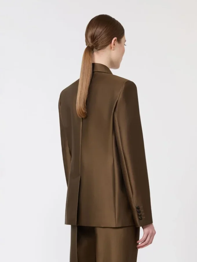 Dwurzędowa marynarka z tkaniny shantung, kolor khaki Dwurzędowa marynarka z tkaniny shantung, kolor khaki