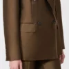 Dwurzędowa marynarka z tkaniny shantung, kolor khaki Dwurzędowa marynarka z tkaniny shantung, kolor khaki