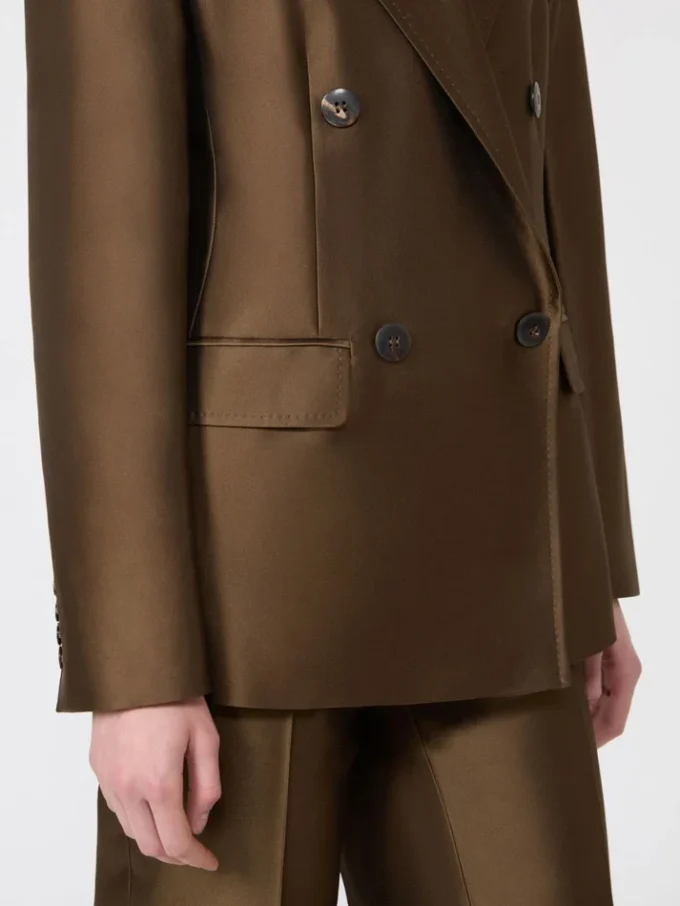 Dwurzędowa marynarka z tkaniny shantung, kolor khaki Dwurzędowa marynarka z tkaniny shantung, kolor khaki