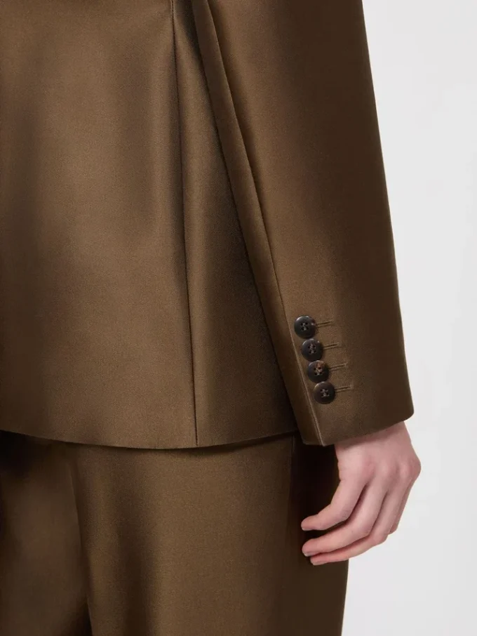 Dwurzędowa marynarka z tkaniny shantung, kolor khaki Dwurzędowa marynarka z tkaniny shantung, kolor khaki