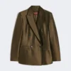 Dwurzędowa marynarka z tkaniny shantung, kolor khaki Dwurzędowa marynarka z tkaniny shantung, kolor khaki