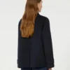 Dwurzędowy płaszcz typu pea coat z mieszanki wełny, granatowy
