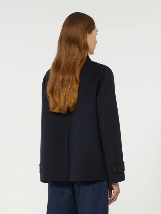 Dwurzędowy płaszcz typu pea coat z mieszanki wełny, granatowy