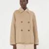 Dwurzędowy płaszcz typu pea coat z mieszanki wełny, kolor camel Dwurzędowy płaszcz typu pea coat z mieszanki wełny, kolor camel
