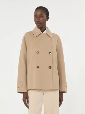 Dwurzędowy płaszcz typu pea coat z mieszanki wełny, kolor camel Dwurzędowy płaszcz typu pea coat z mieszanki wełny, kolor camel