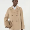 Dwurzędowy płaszcz typu pea coat z mieszanki wełny, kolor camel Dwurzędowy płaszcz typu pea coat z mieszanki wełny, kolor camel