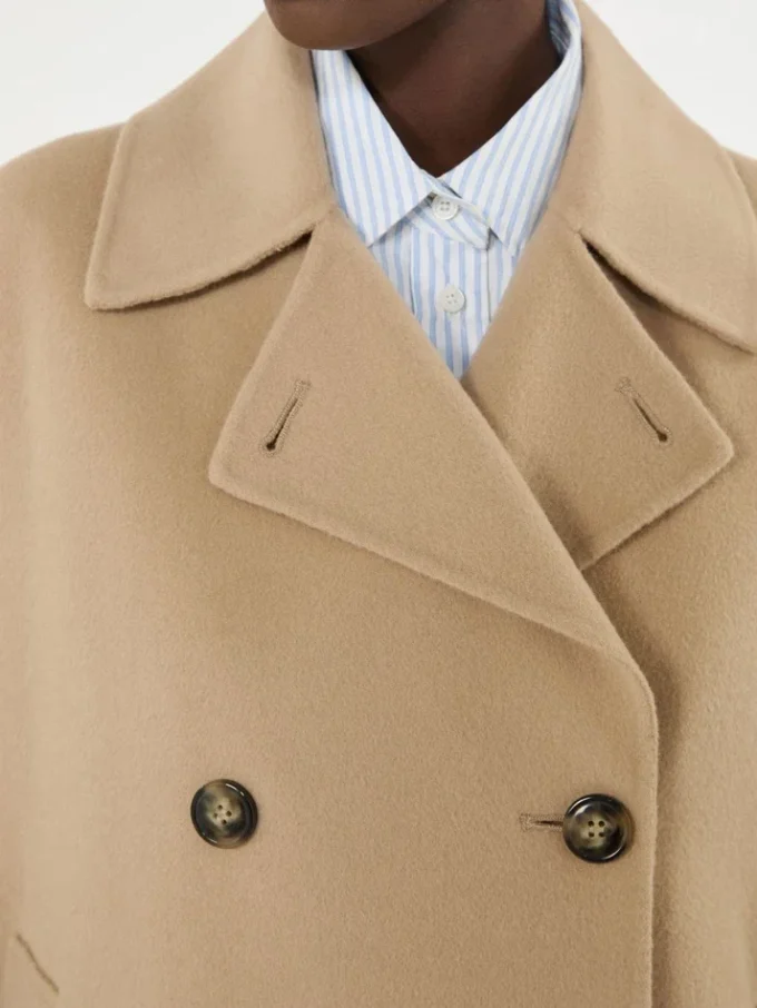 Dwurzędowy płaszcz typu pea coat z mieszanki wełny, kolor camel Dwurzędowy płaszcz typu pea coat z mieszanki wełny, kolor camel