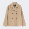 Dwurzędowy płaszcz typu pea coat z mieszanki wełny, kolor camel Dwurzędowy płaszcz typu pea coat z mieszanki wełny, kolor camel