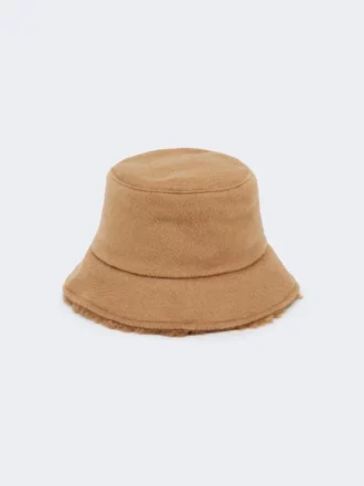 Dwustronny kapelusz cloche z tkaniny w kolorze camelowym i pluszowym, camel Dwustronny kapelusz cloche z tkaniny w kolorze camelowym i pluszowym, camel