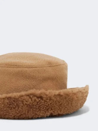Dwustronny kapelusz cloche z tkaniny w kolorze camelowym i pluszowym, camel Dwustronny kapelusz cloche z tkaniny w kolorze camelowym i pluszowym, camel