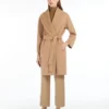 Dwustronny wełniany płaszcz typu robe, kolor camel