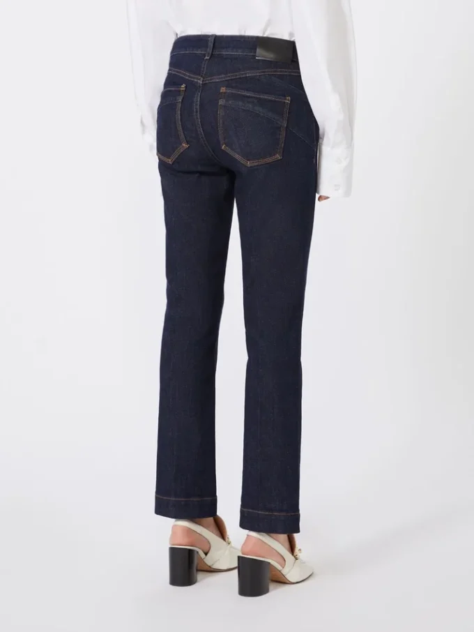 Idealnie dopasowane jeansy mini flare, kolor ultramaryna