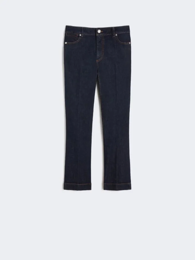 Idealnie dopasowane jeansy mini flare, kolor ultramaryna