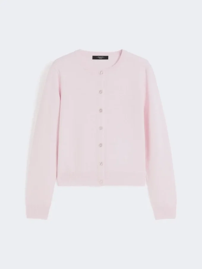 Kardigan z wełny i kaszmiru, różowy