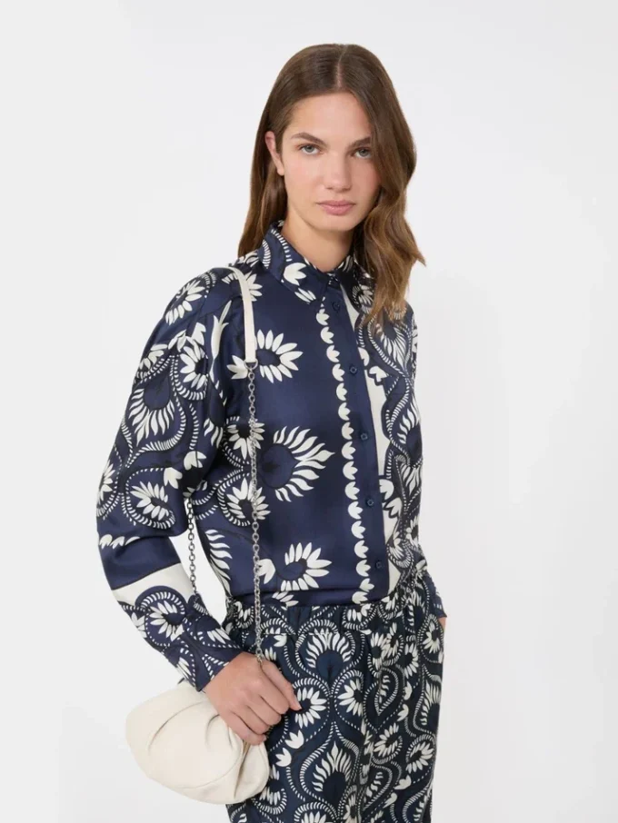 Koszula z nadrukiem w stylu patchworku, granatowa Koszula z nadrukiem w stylu patchworku, granatowa