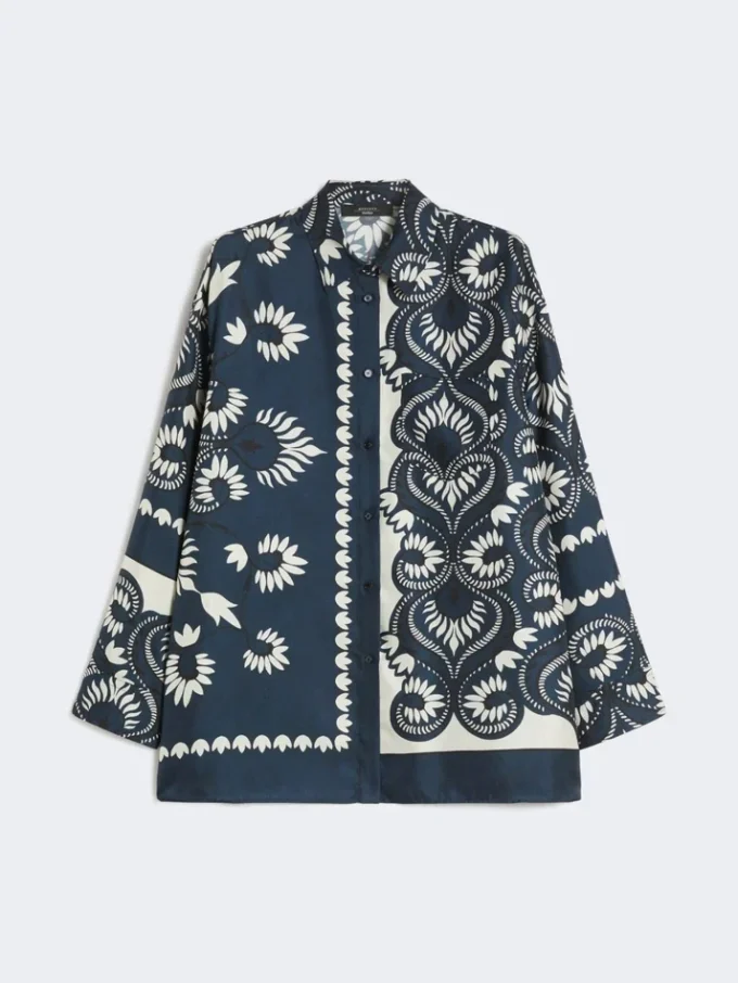 Koszula z nadrukiem w stylu patchworku, granatowa Koszula z nadrukiem w stylu patchworku, granatowa