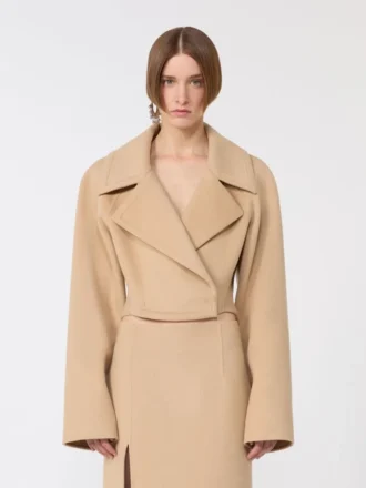 Krótka kurtka Pure Wool, kolor karmelowy