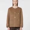 Krótka kurtka z wełnianej tkaniny typu broadcloth, kolor camel Krótka kurtka z wełnianej tkaniny typu broadcloth, kolor camel