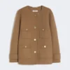 Krótka kurtka z wełnianej tkaniny typu broadcloth, kolor camel Krótka kurtka z wełnianej tkaniny typu broadcloth, kolor camel